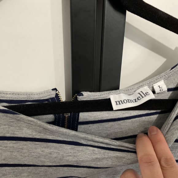 NWOT grey stripe maternity/nursing dress - Picture 2 of 5